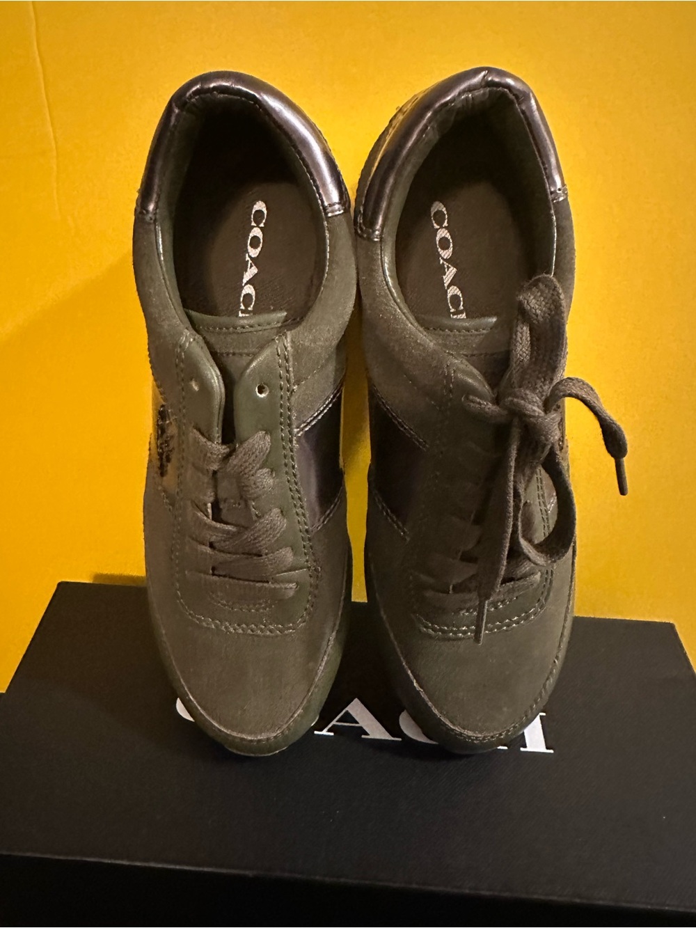 Coach Olive Green Suede Women’s Low-Top Sneakers